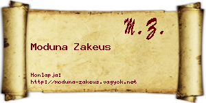 Moduna Zakeus névjegykártya